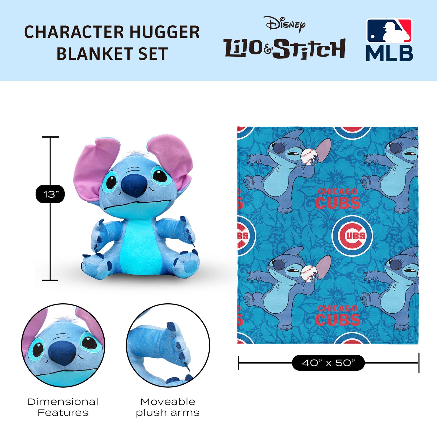 Chicago Cubs Lilo and Stitch Hugger Dimensions