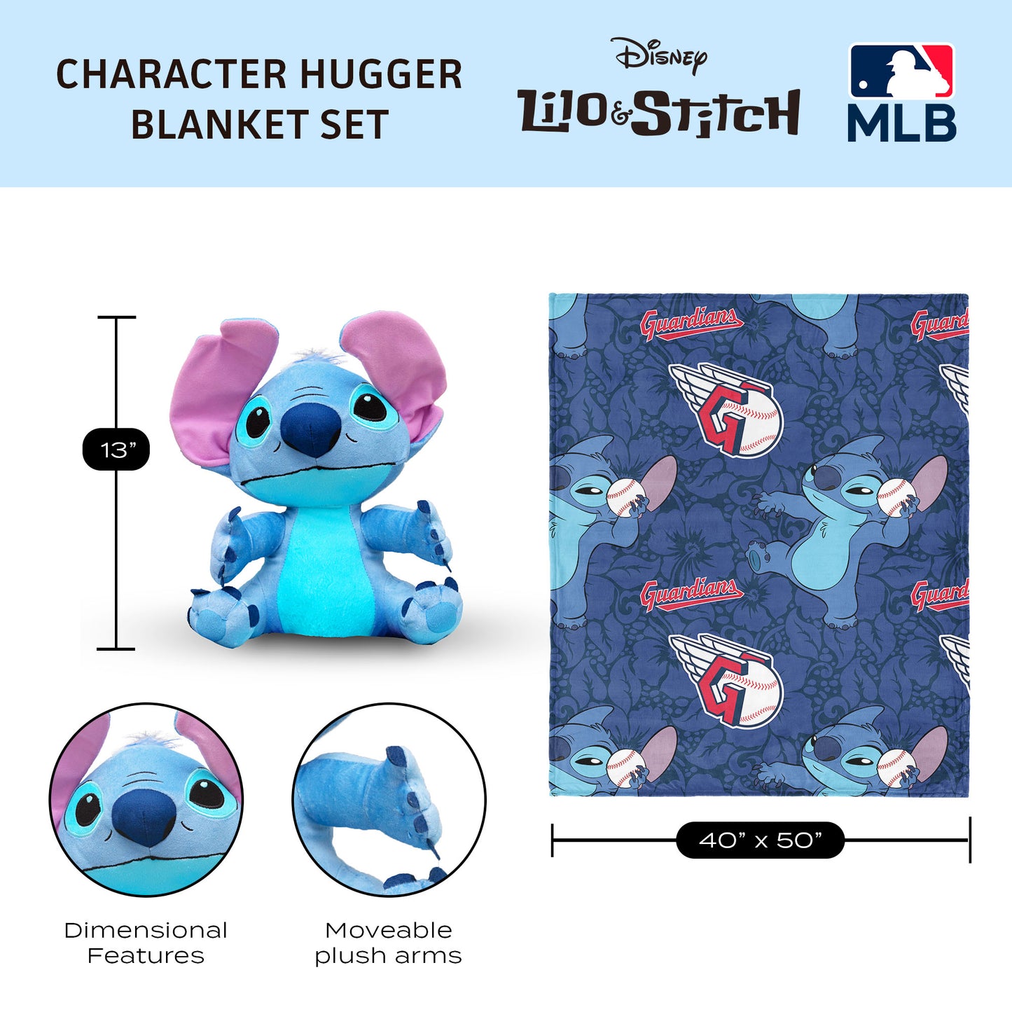 Cleveland Guardians Lilo and Stitch Hugger Dimensions