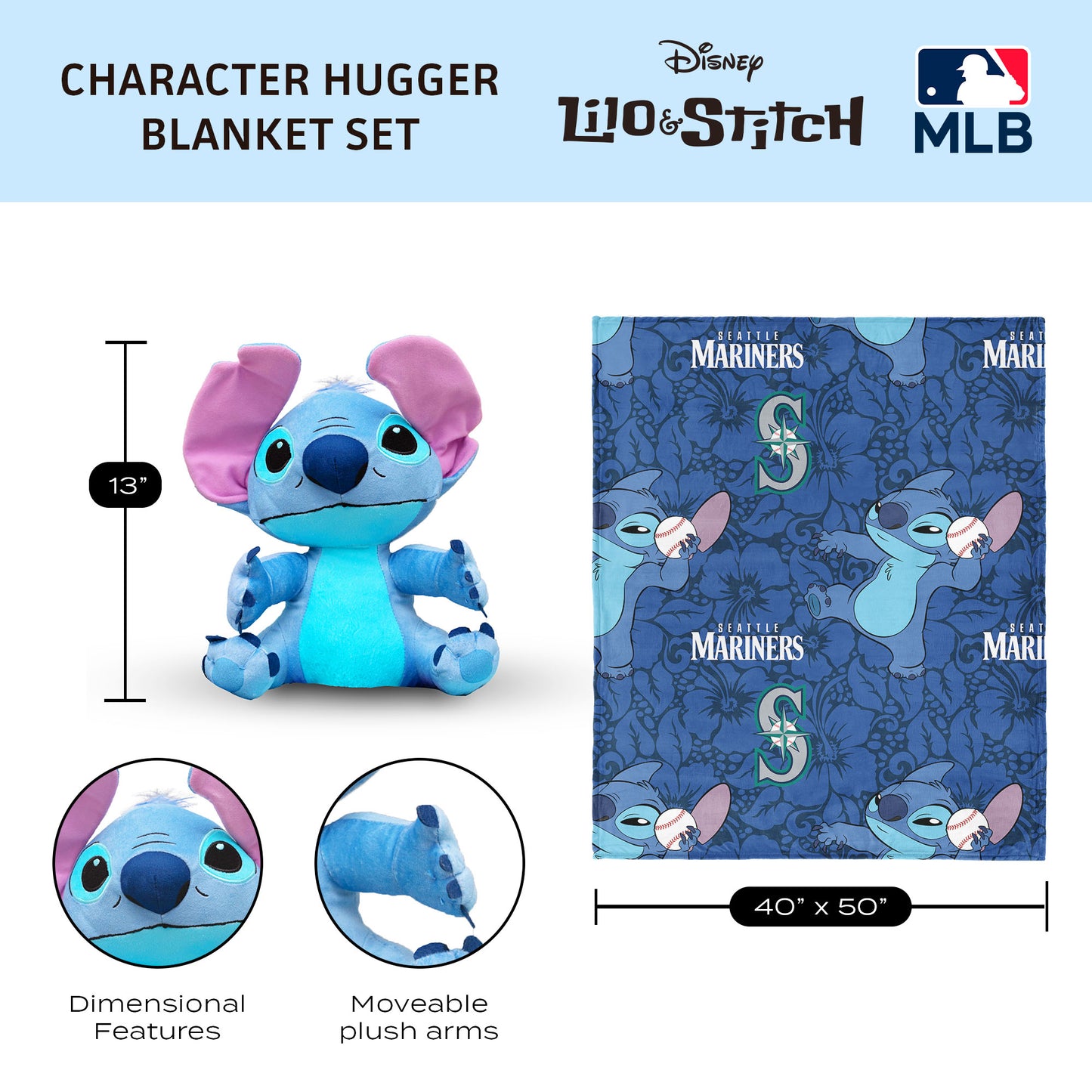 Seattle Mariners Lilo and Stitch Hugger Dimensions