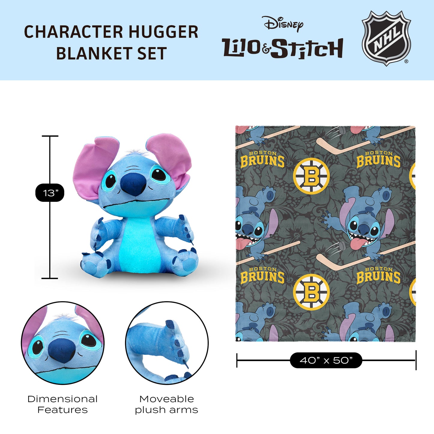 Boston Bruins Lilo and Stitch Hugger Dimensions