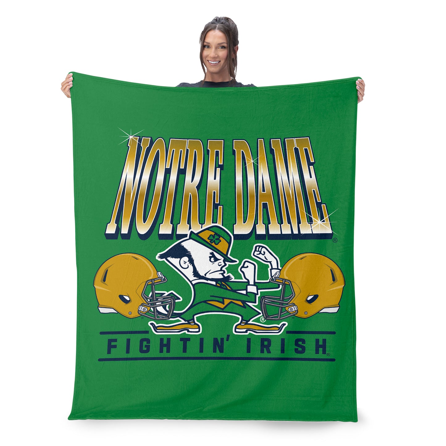 Notre Dame Fighting Irish football fan silk touch throw blanket lifestyle