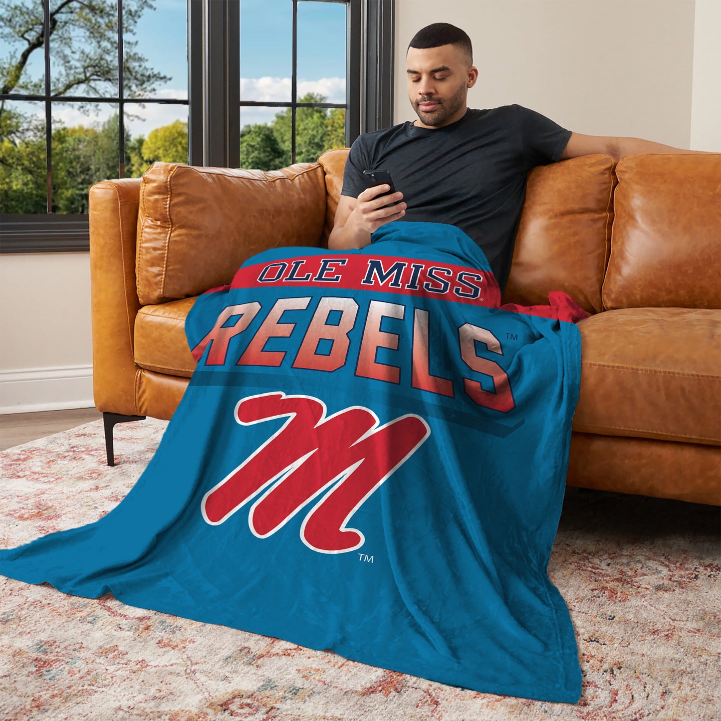 Mississippi Rebels bevel lounging throw blanket