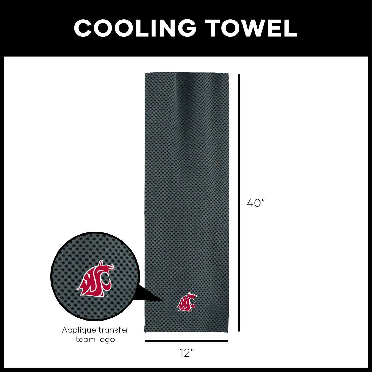 Washington State Cougars Cooling Workout Towel Dimensions