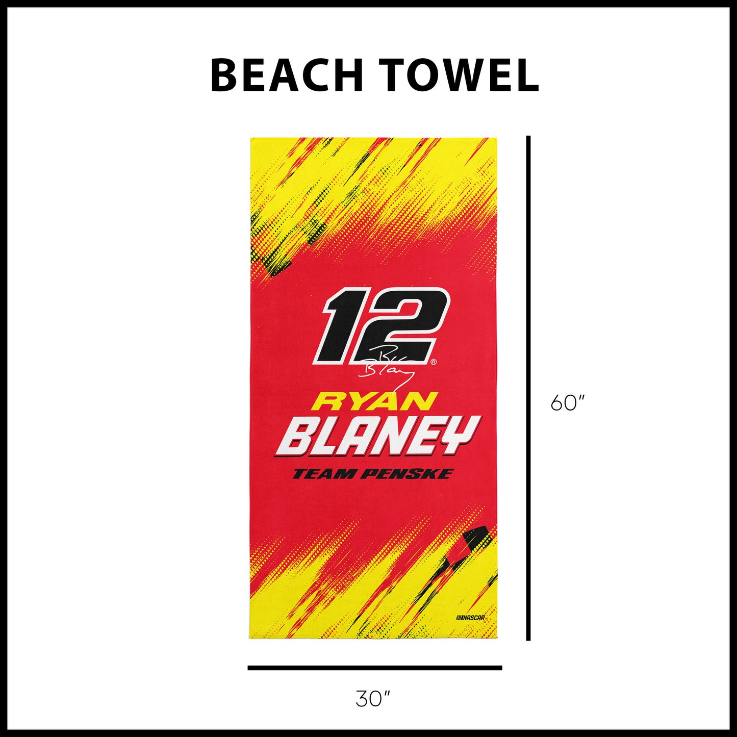 NASCAR Ryan Blaney Beach Towel Dimensions