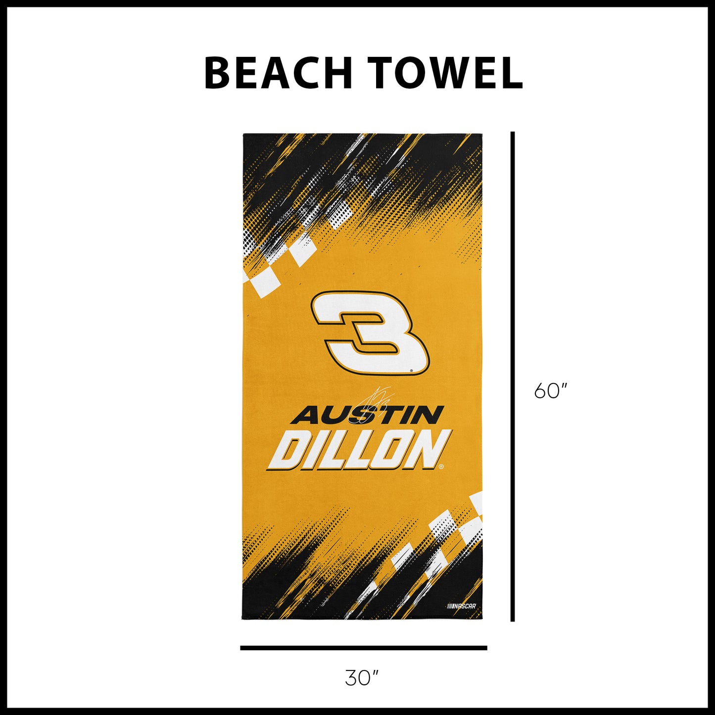 NASCAR Austin Dillon Beach Towel Dimensions