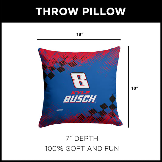 NASCAR Kyle Busch OFFICIAL throw pillow dimensions