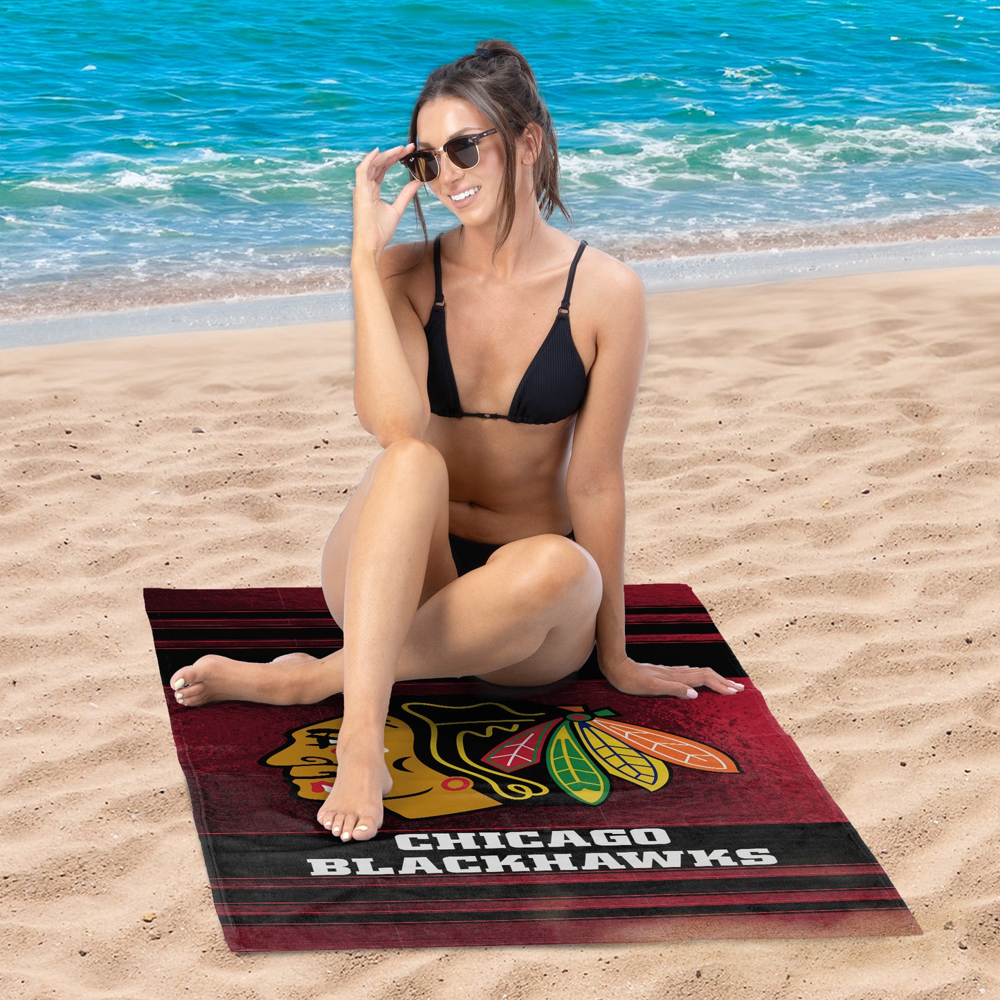 Chicago Blackhawks Micro Fiber beach towel lifestyle