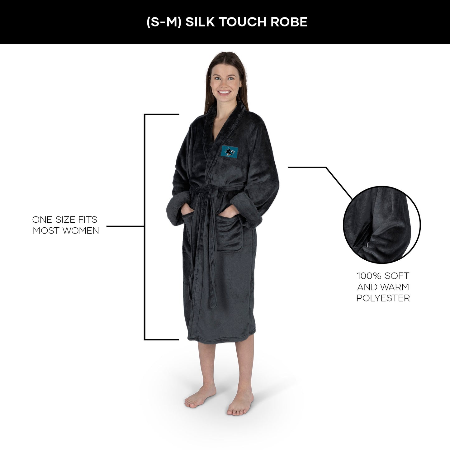 San Jose Sharks Womens SHERPA bathrobe dimensions