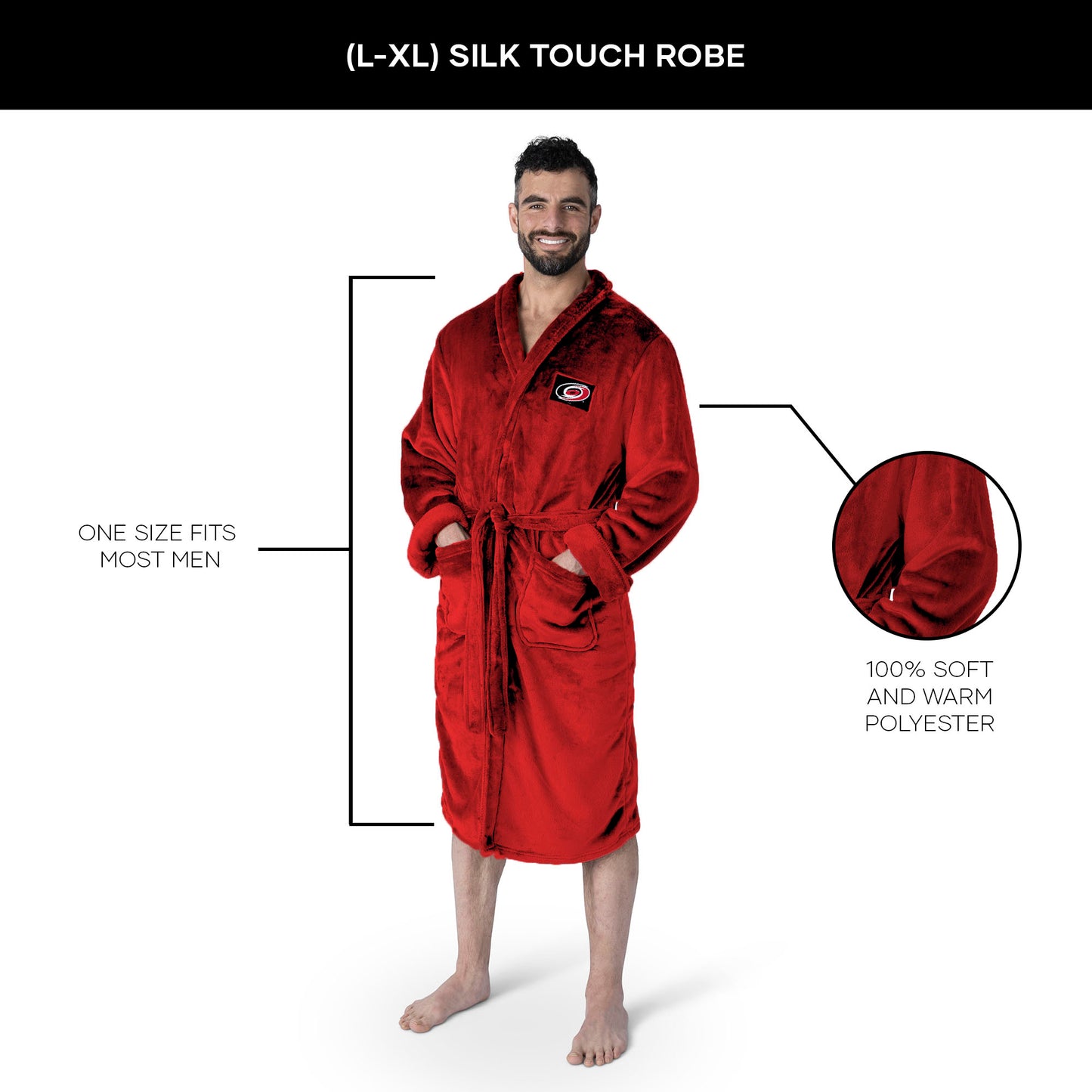 Carolina Hurricanes silk touch team color bathrobe dimensions