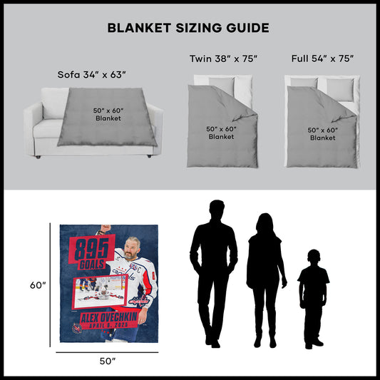 Alex Ovechkin 895 goals scored silk touch blanket dimensions