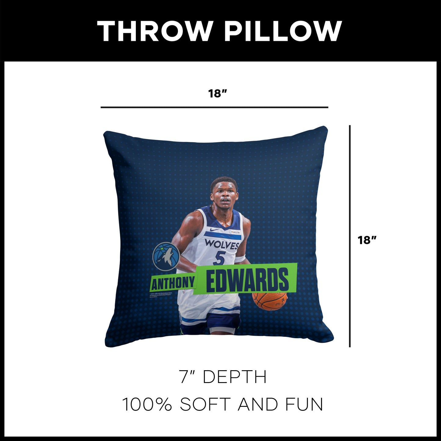 Minnesota Timberwolves Anthony Edwards throw pillow