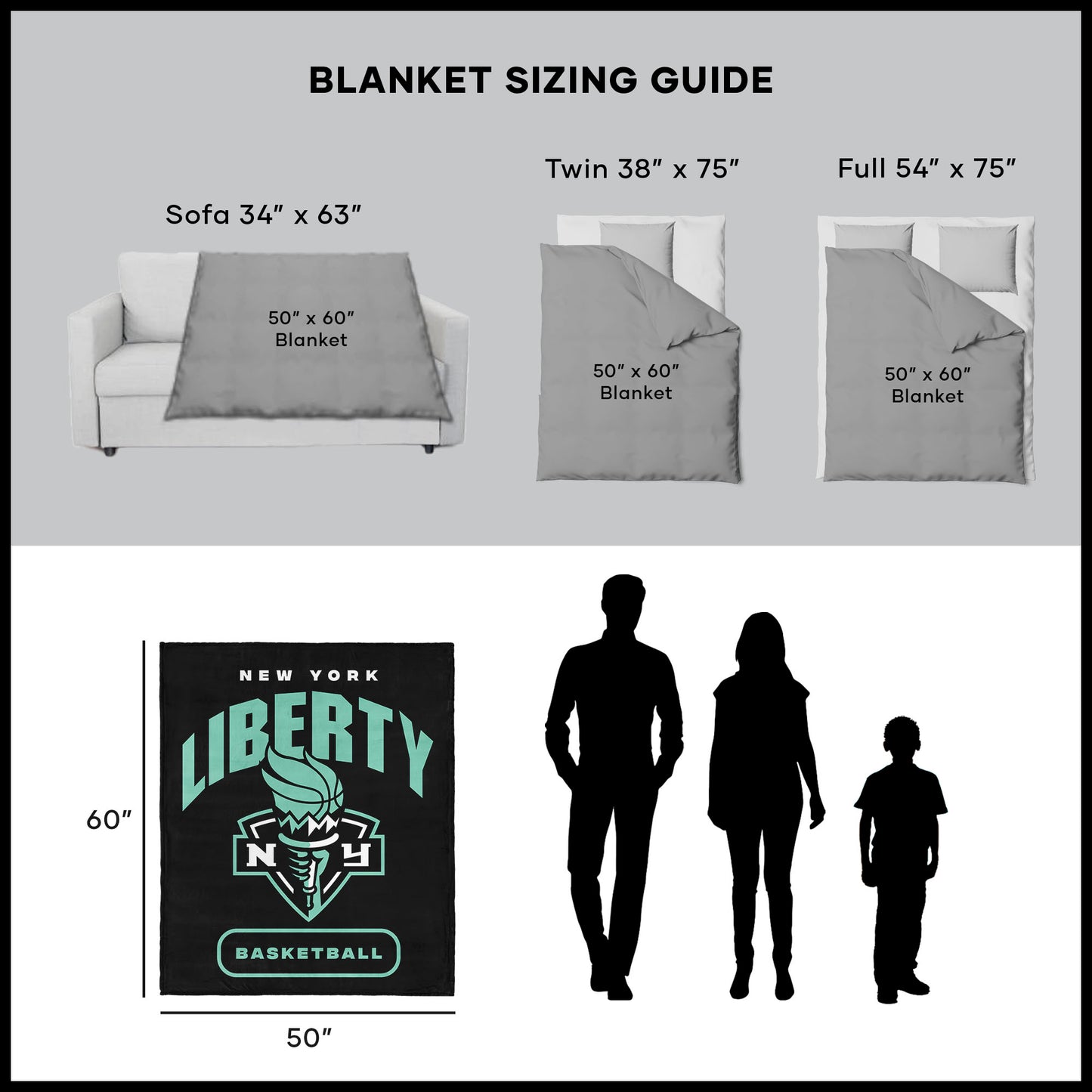 New York Liberty throw blanket dimensions
