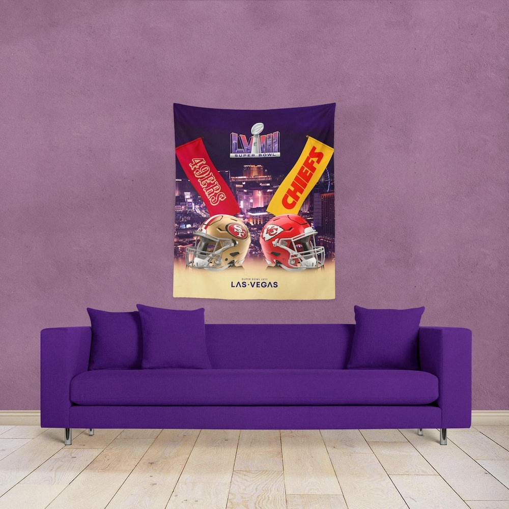 49ers vs Chiefs Super Bowl Banners 34x40 wall hanging lifestyle