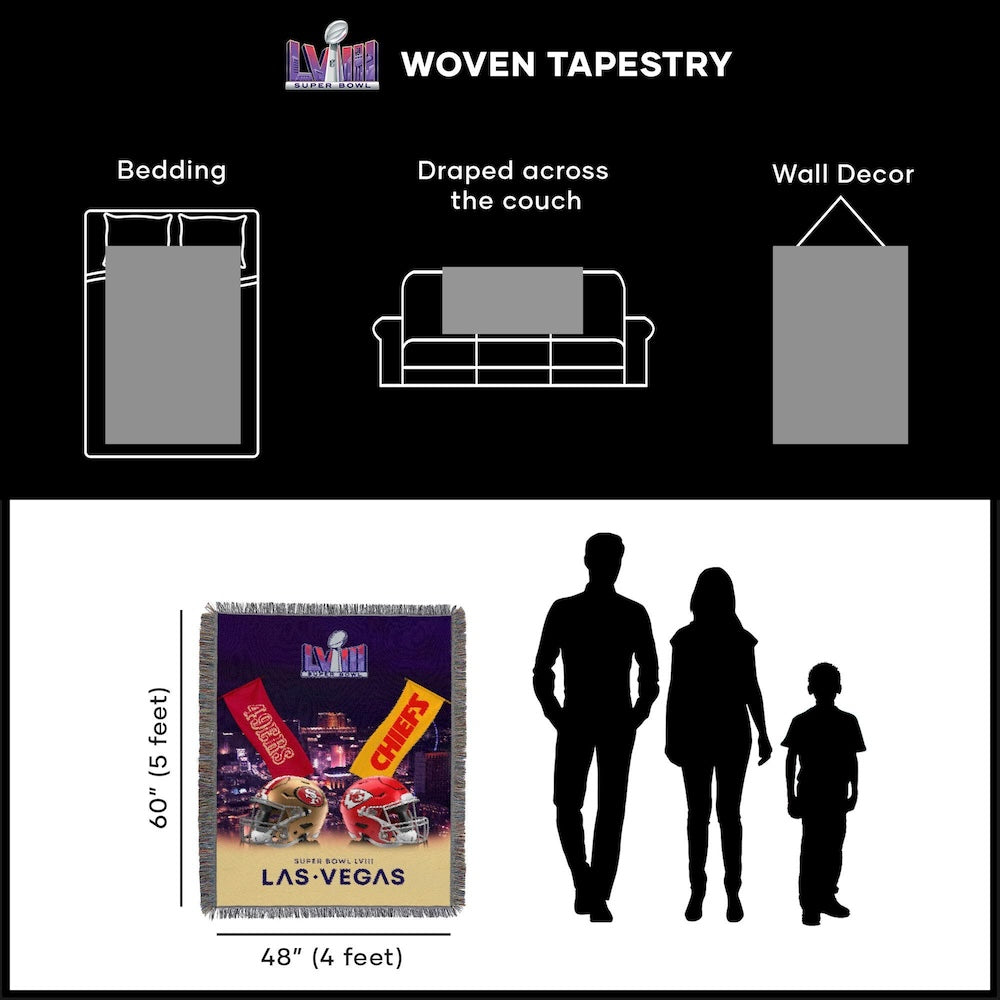 Chiefs vs 49ers Super Bowl banner tapestry dimensions