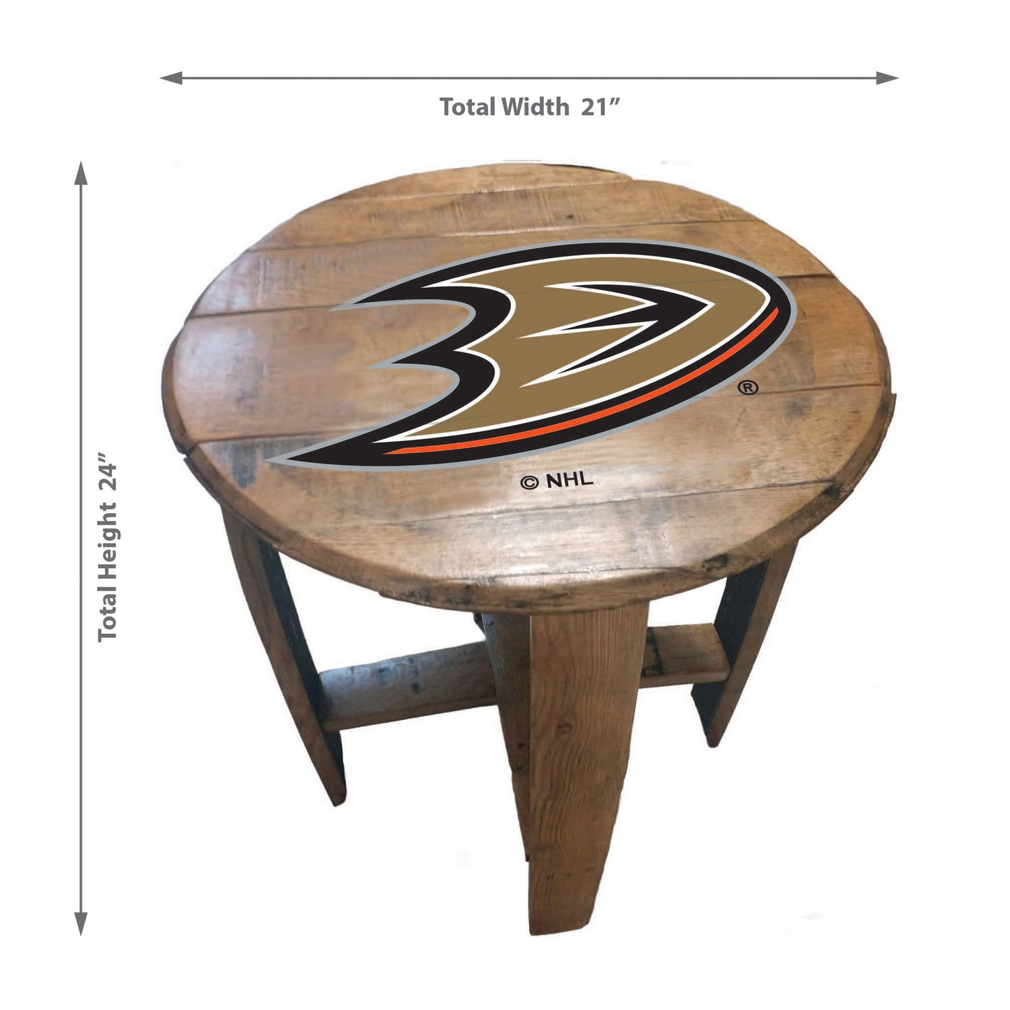 Anaheim Ducks whiskey barrel end table dimensions