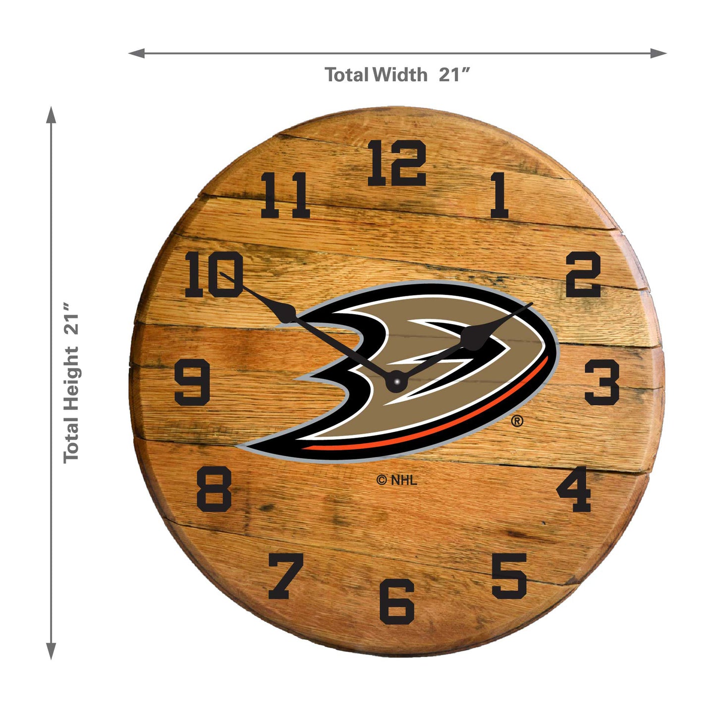 Anaheim Ducks whiskey barrel wall clock dimensions