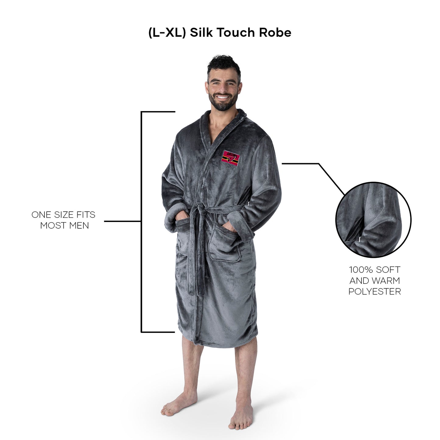 Driver Name silk touch charcoal men bathrobe