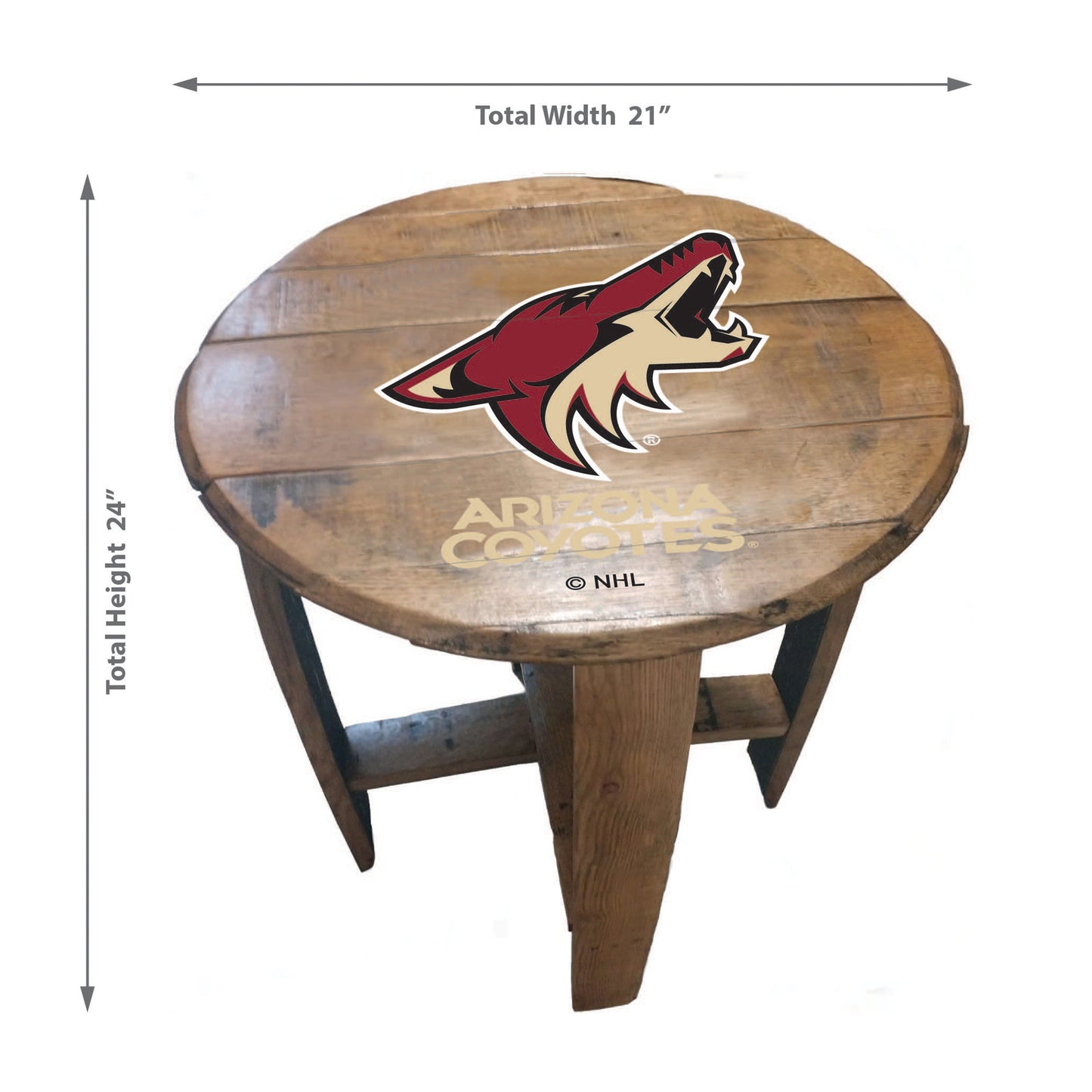 Arizona Coyotes whiskey barrel end table dimensions