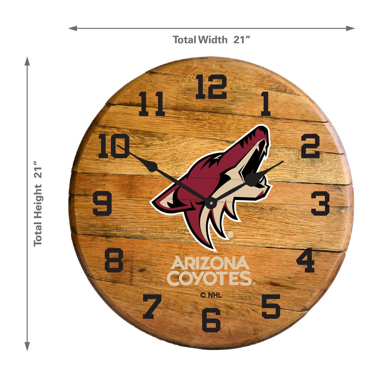 Arizona Coyotes whiskey barrel wall clock dimensions