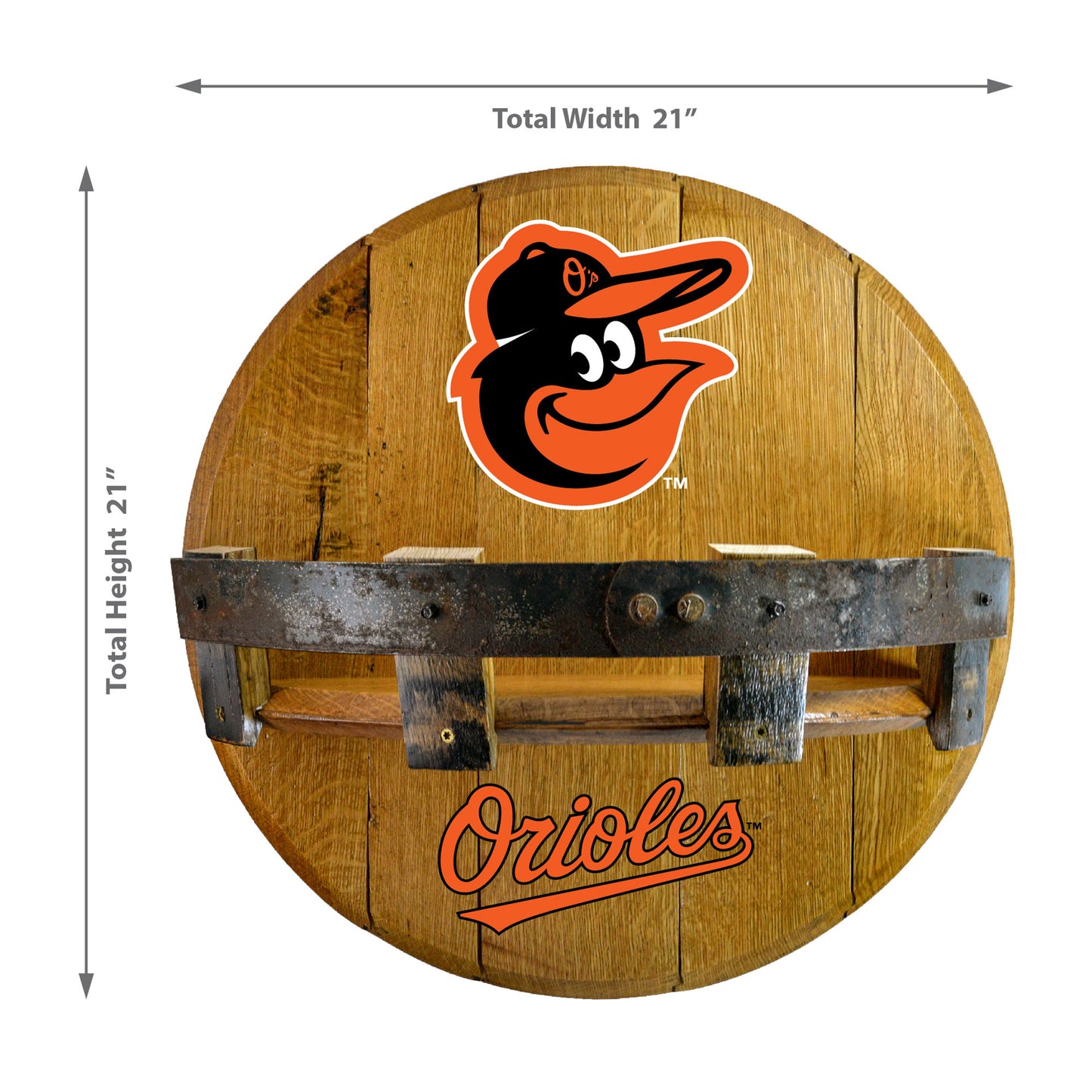 Baltimore Orioles whiskey barrel shelf dimensions