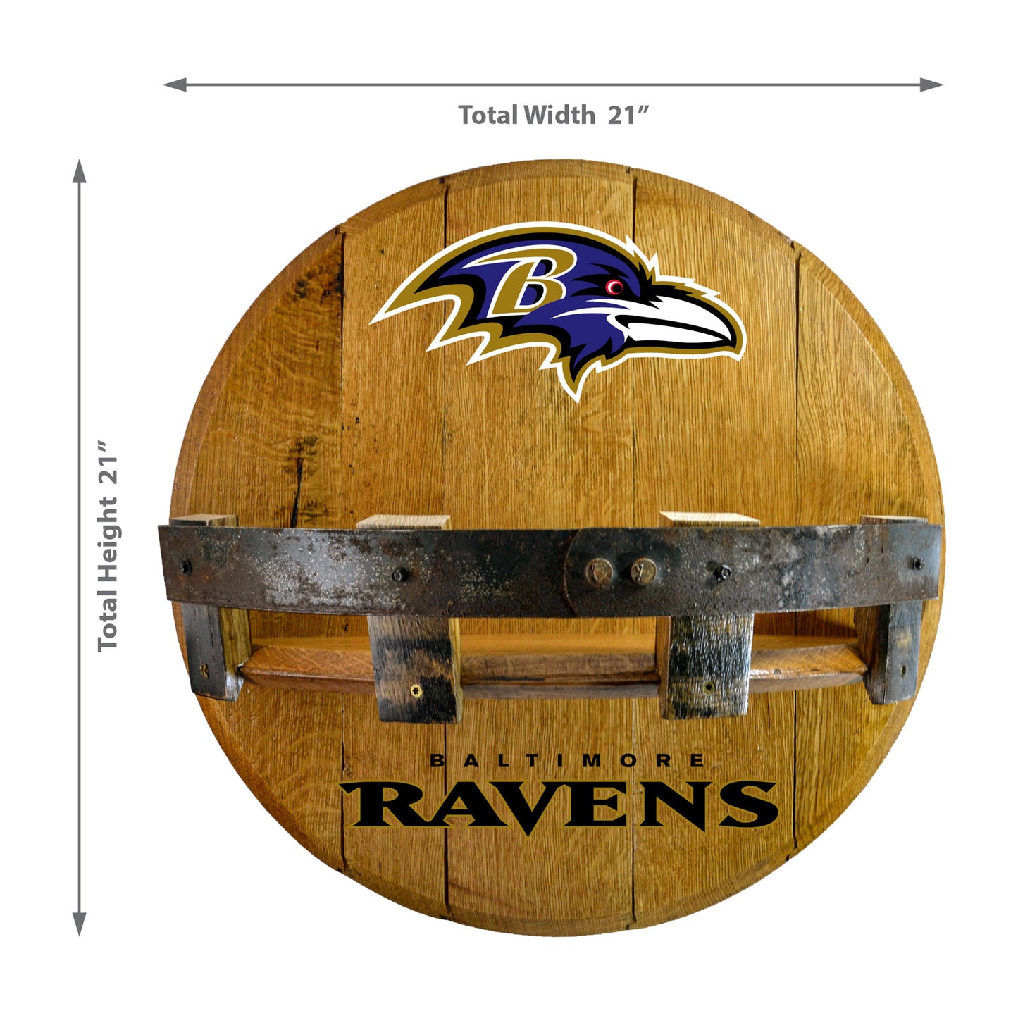 Baltimore Ravens whiskey barrel shelf dimensions