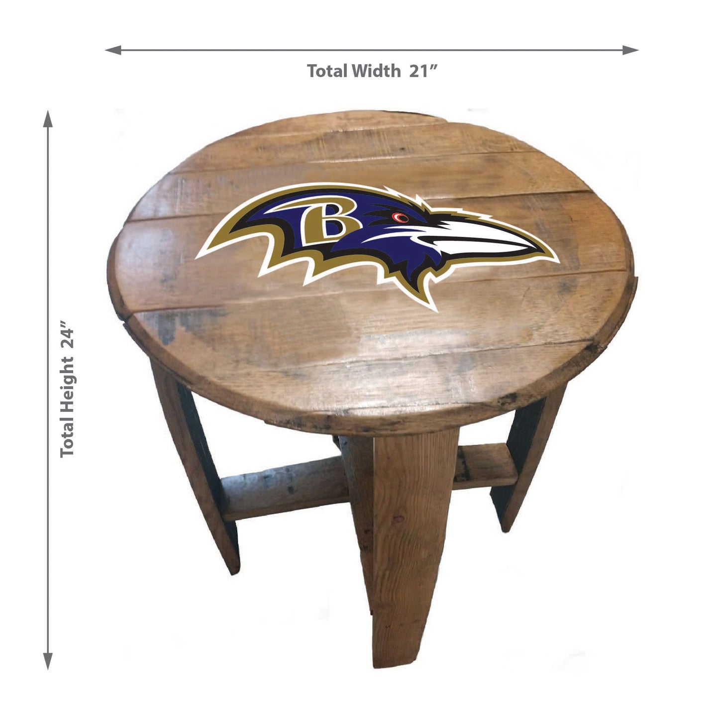 Baltimore Ravens whiskey barrel end table dimensions