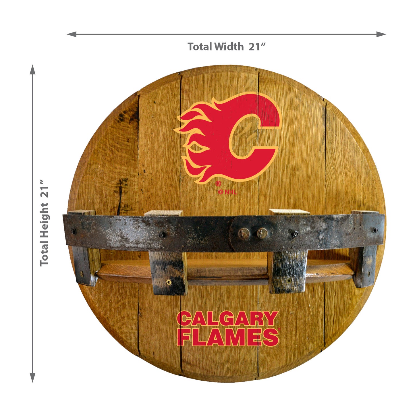Calgary Flames whiskey barrel shelf dimensions
