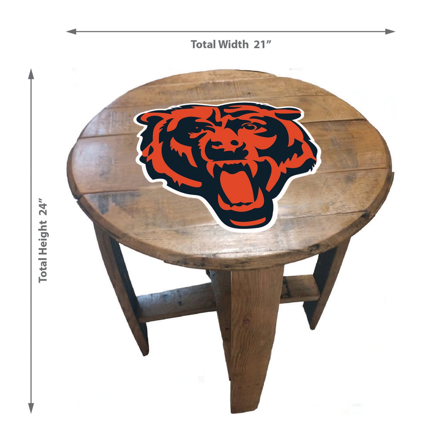 Chicago Bears whiskey barrel end table dimensions