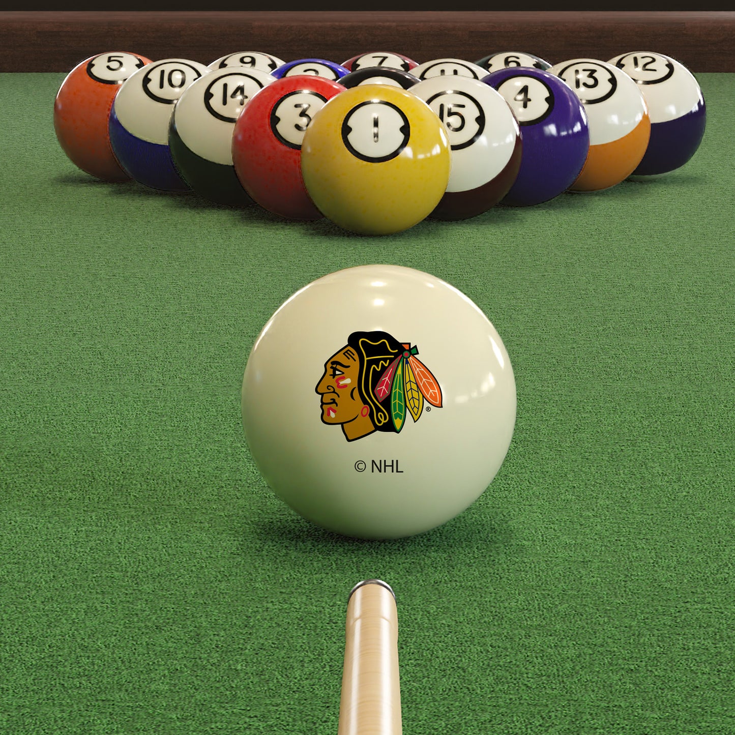 Chicago Blackhawks logo pool ball set