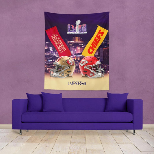 49ers vs Chiefs Super Bowl banner 50 x 60 wall hanging lifestyle