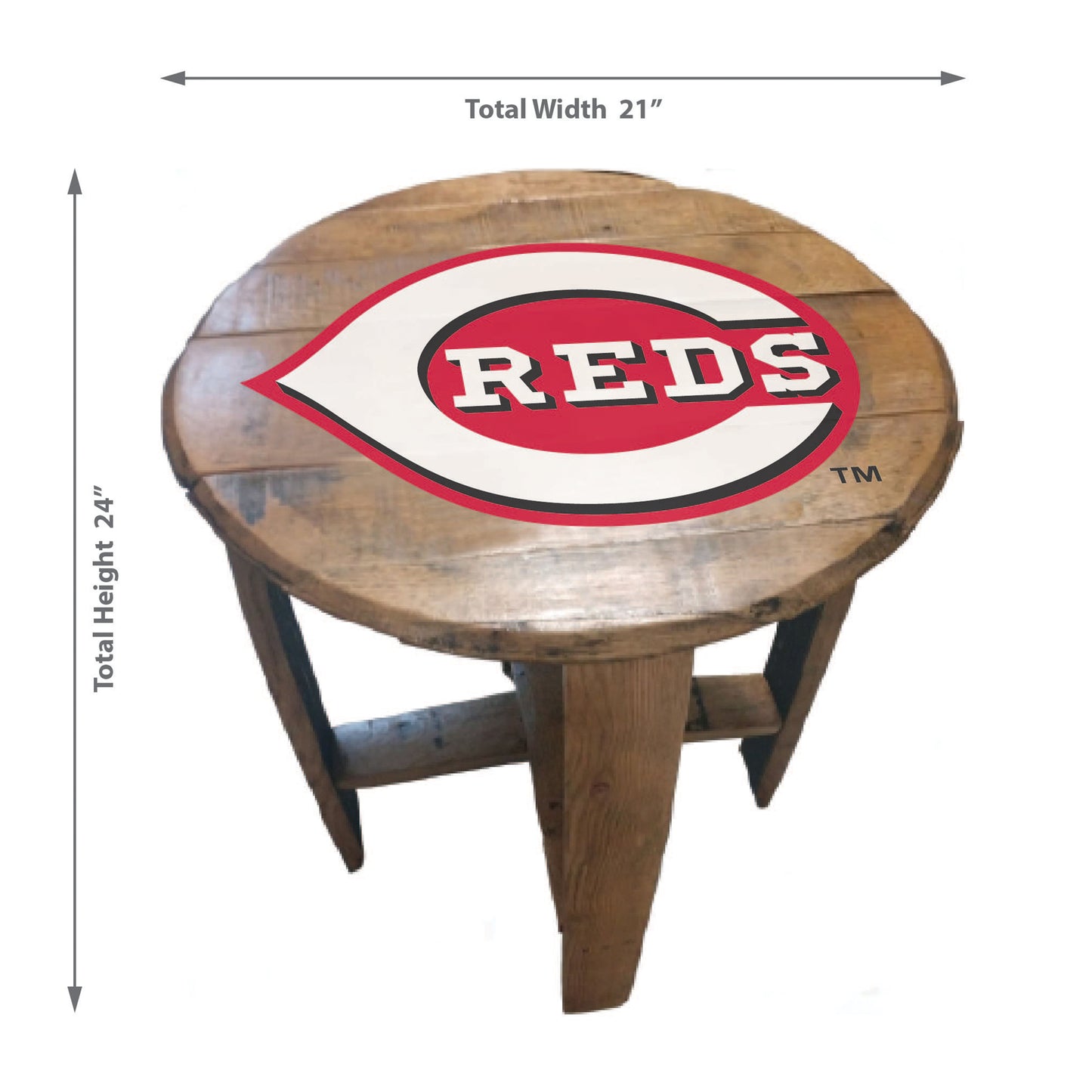 Cincinnati Reds whiskey barrel end table dimensions