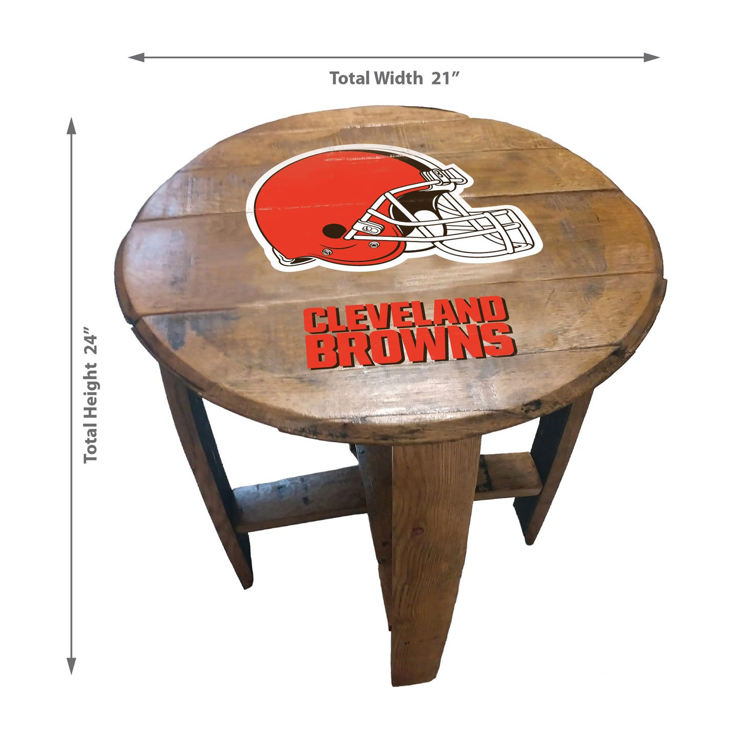 Cleveland Browns whiskey barrel end table dimensions