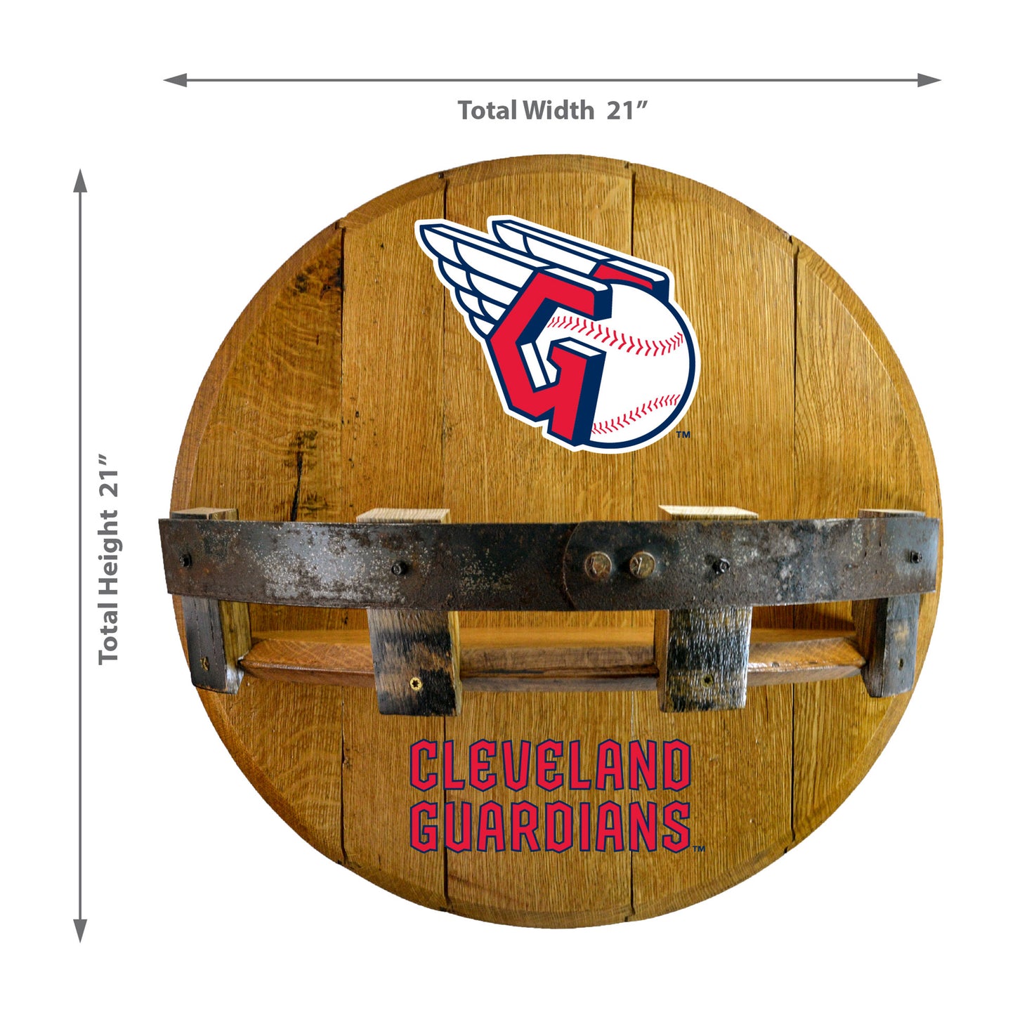 Cleveland Guardians whiskey barrel shelf dimensions