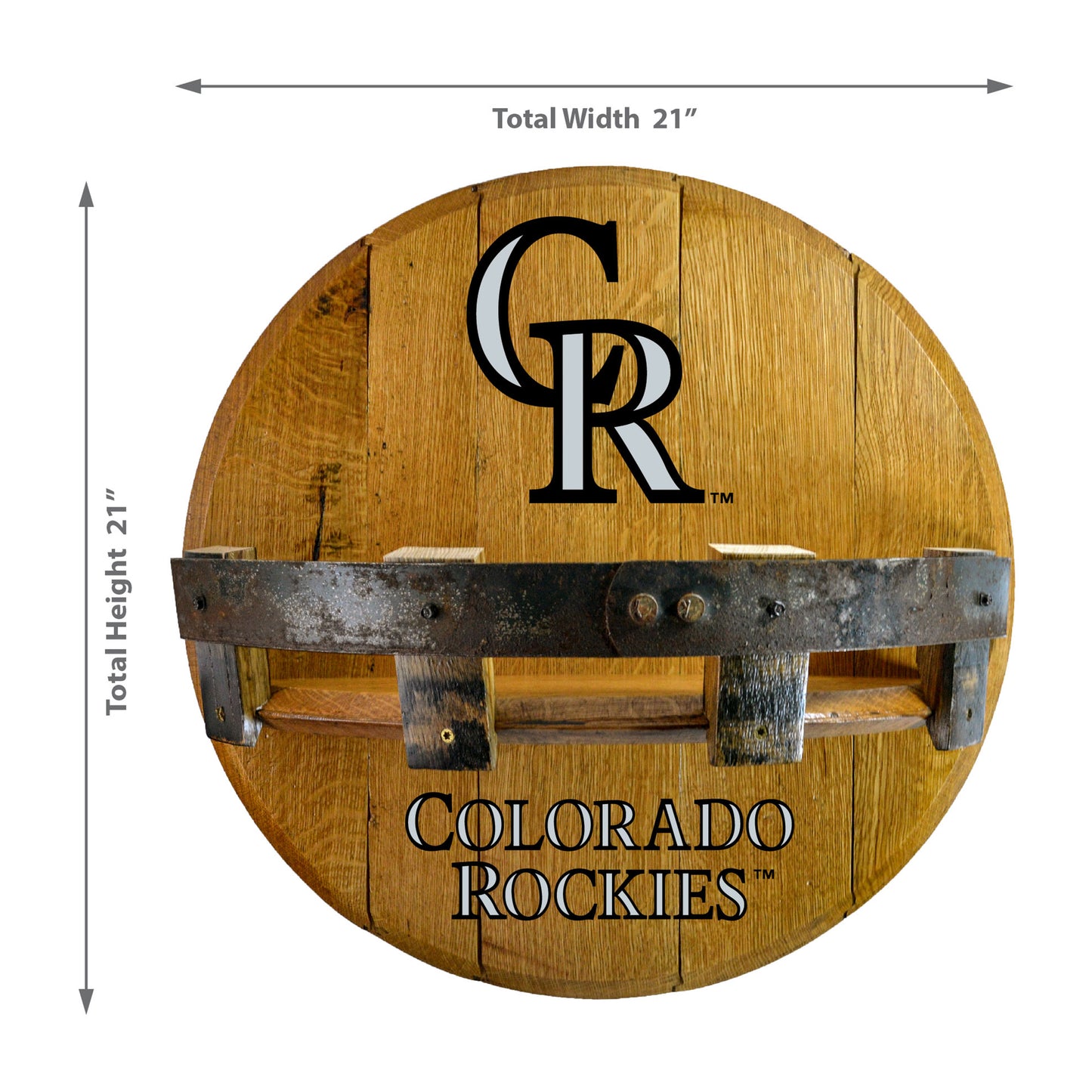 Colorado Rockies whiskey barrel shelf dimensions