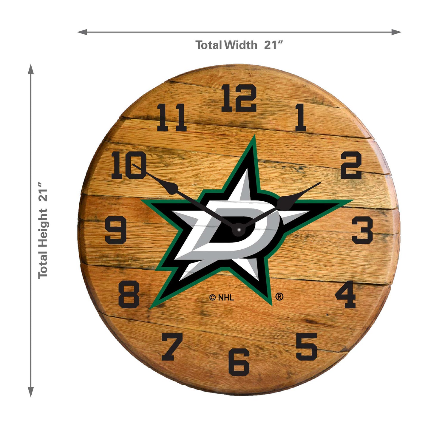 Dallas Stars whiskey barrel wall clock dimensions