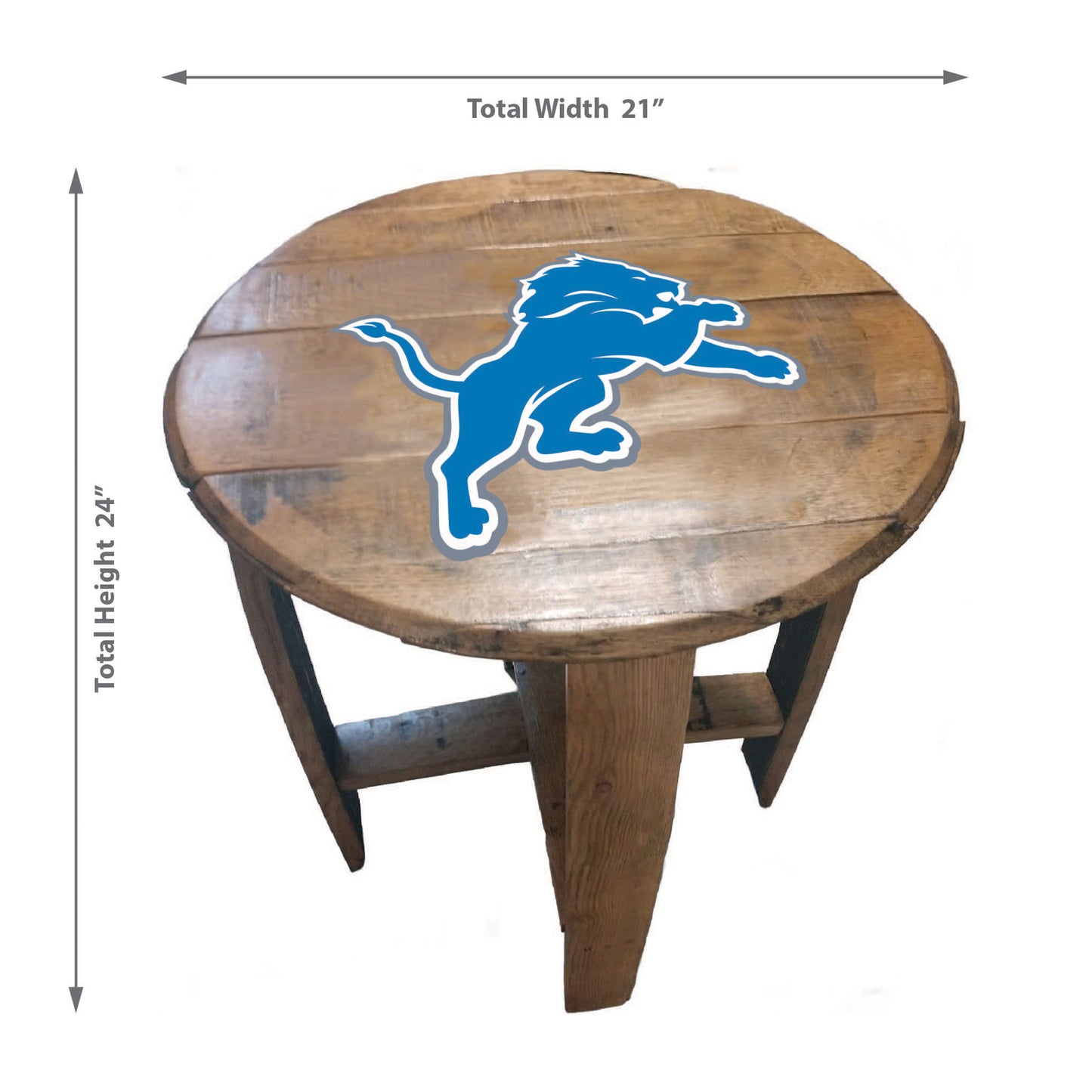 Detroit Lions whiskey barrel end table dimensions
