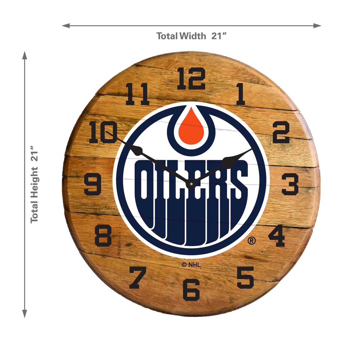 Edmonton Oilers whiskey barrel wall clock dimensions
