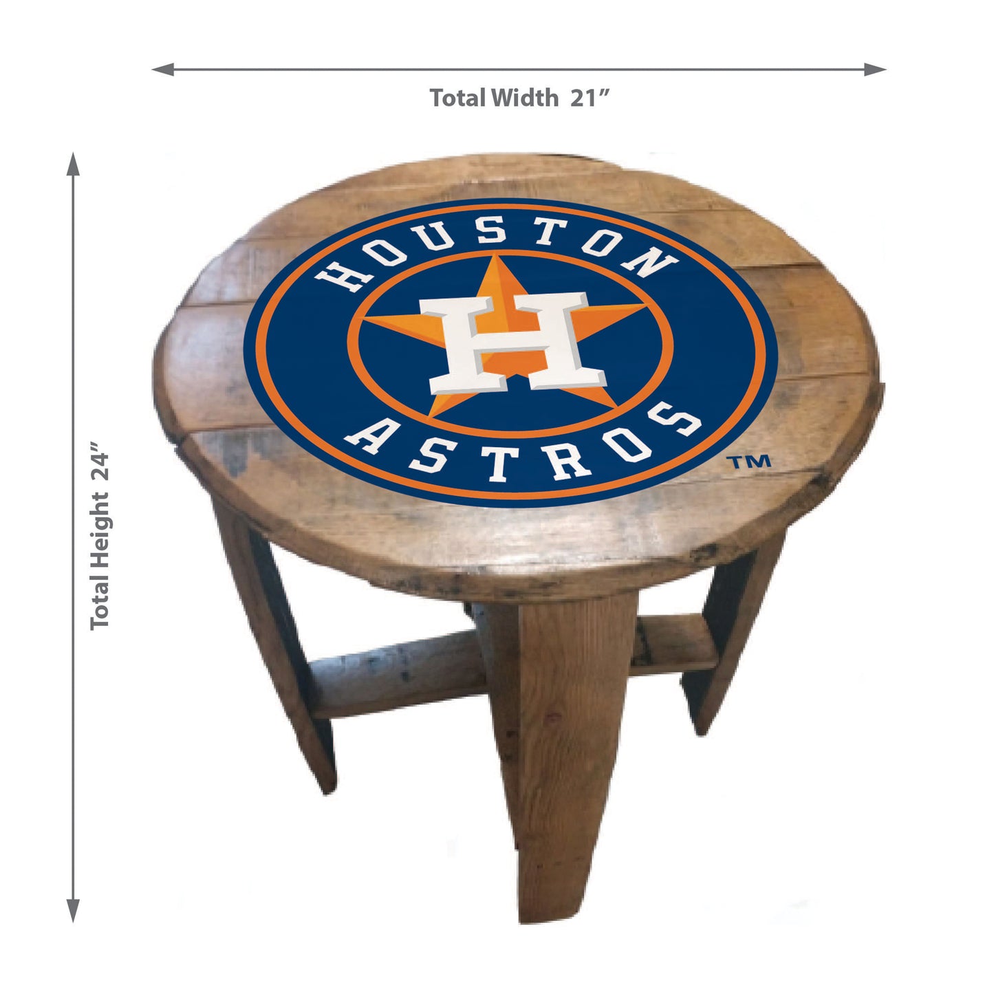 Houston Astros whiskey barrel end table dimensions