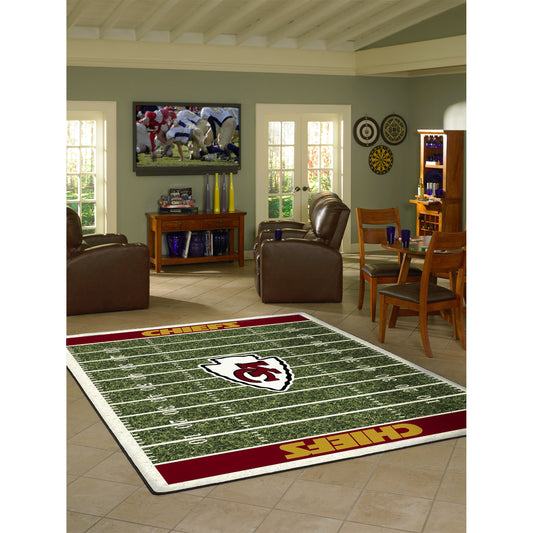 Kansas City Chiefs home field style area rug lifestyle