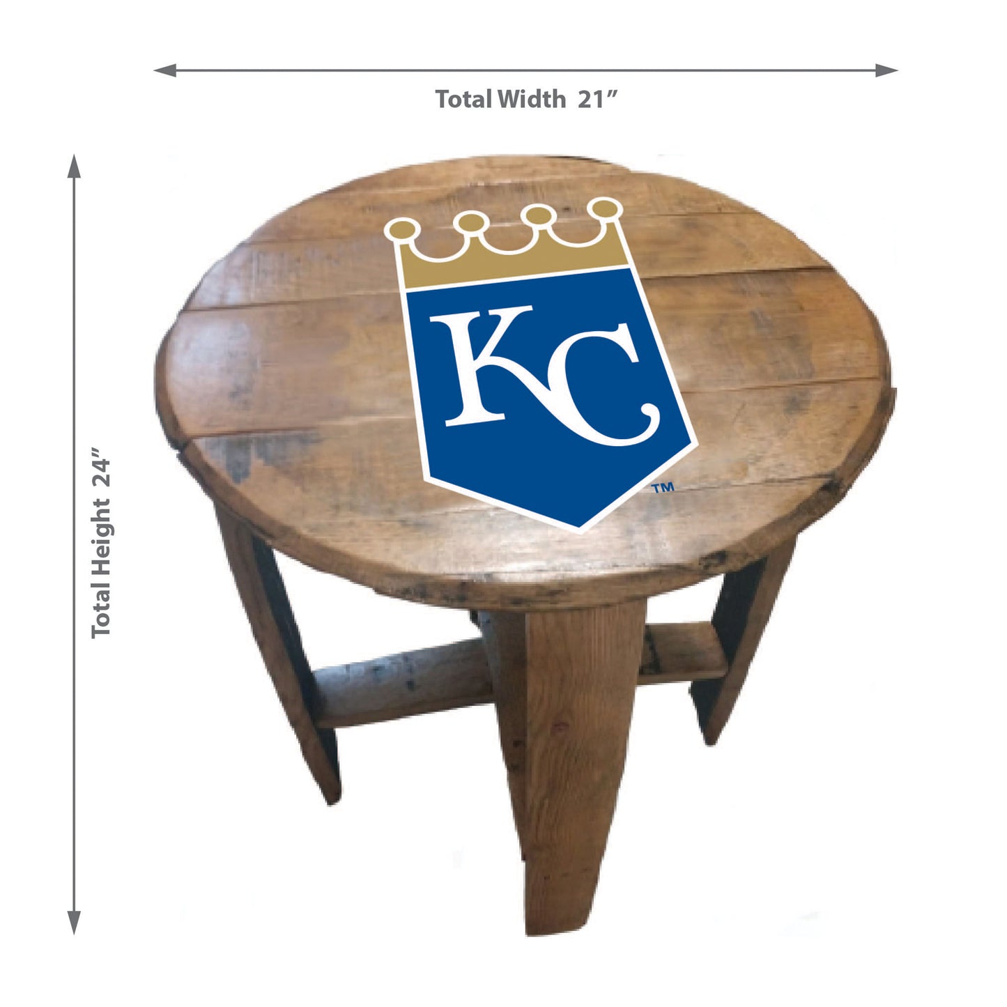 Kansas City Royals whiskey barrel end table dimensions