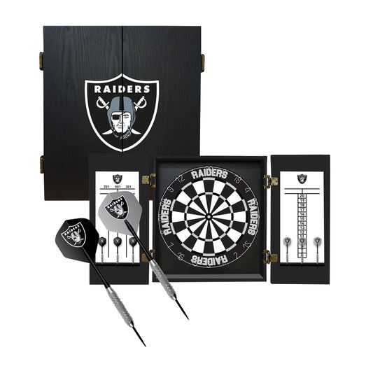 Las Vegas Raiders Dart Board Cabinet Set