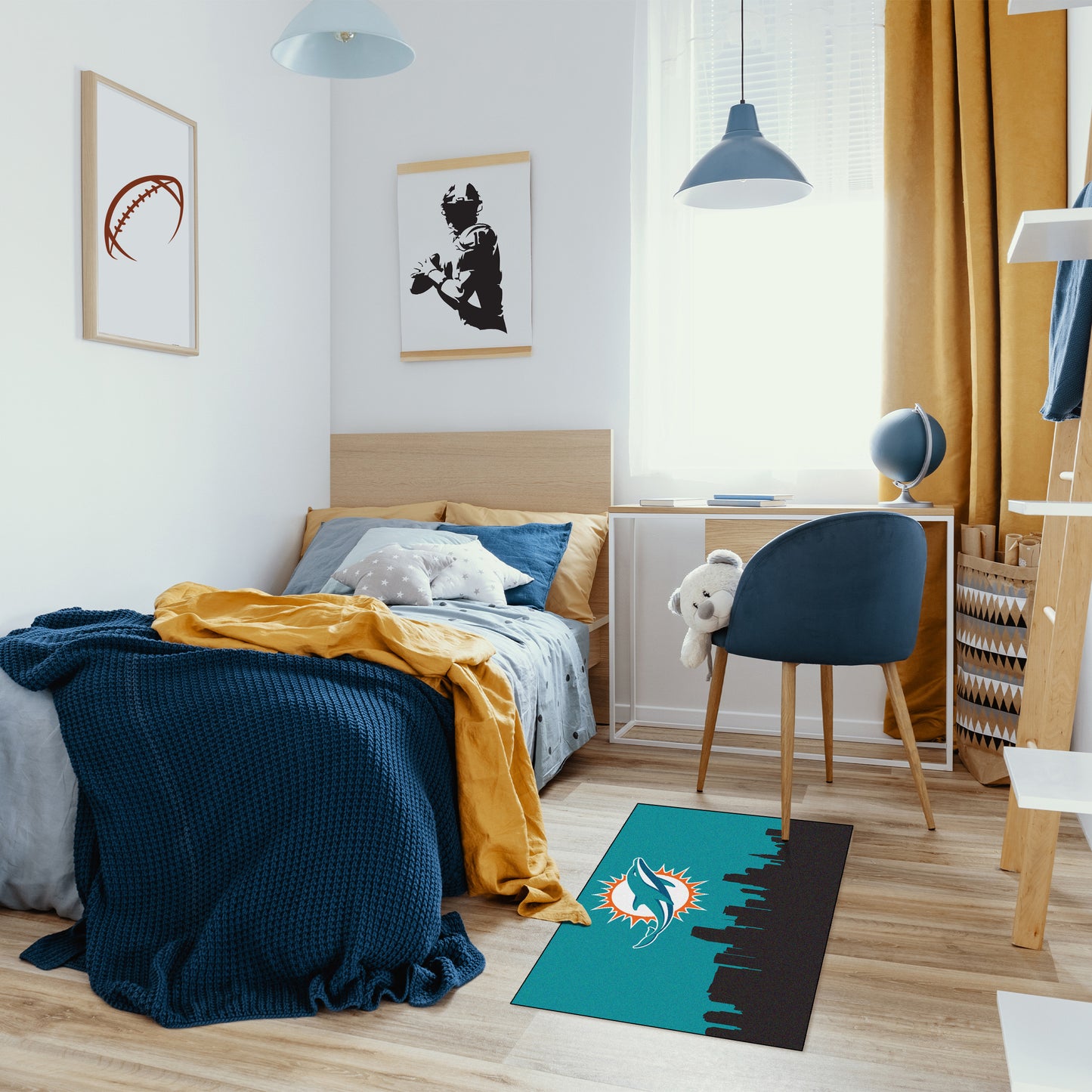 Miami Dolphins washable cityscape rug life