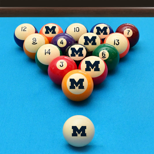 Michigan Wolverines logo pool ball set