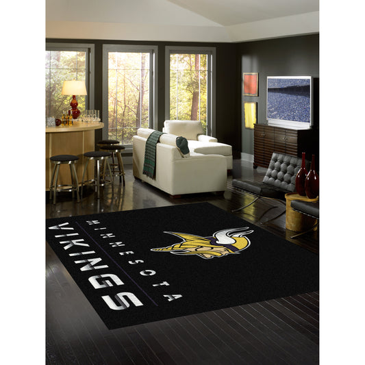 Minnesota Vikings chrome style area rug lifestyle