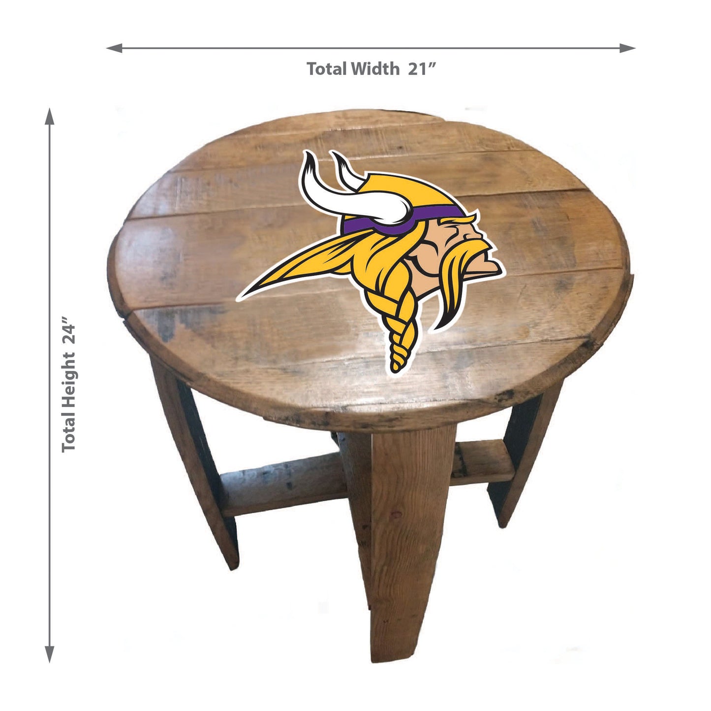 Minnesota Vikings whiskey barrel end table dimensions