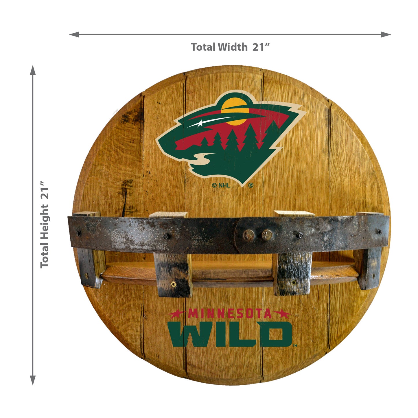 Minnesota Wild whiskey barrel shelf dimensions