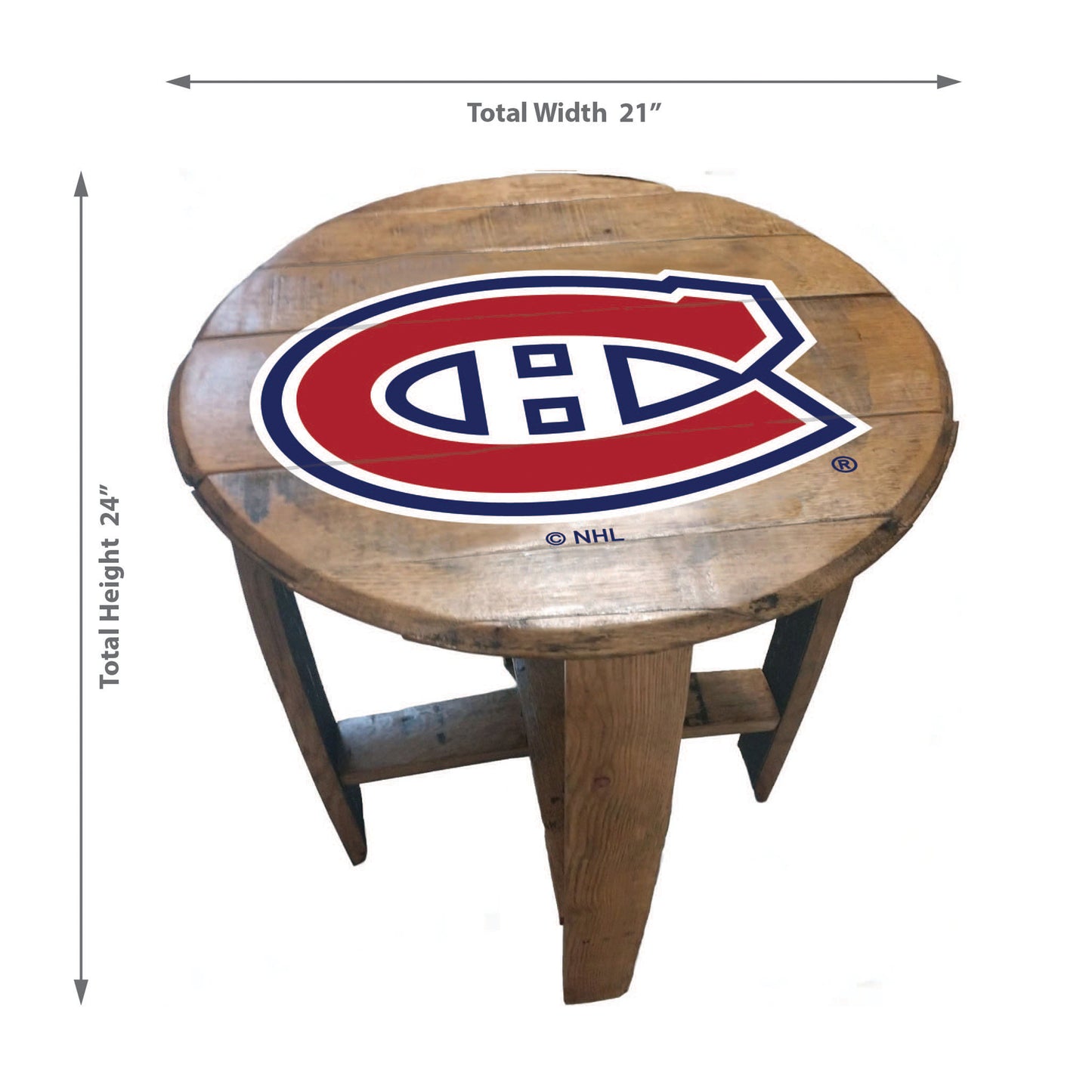 Montreal Canadiens whiskey barrel end table dimensions
