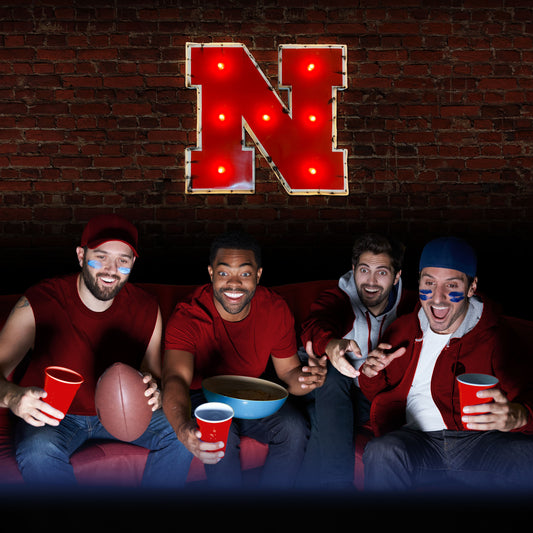 Nebraska Cornhuskers logo lighted metal man cave sign