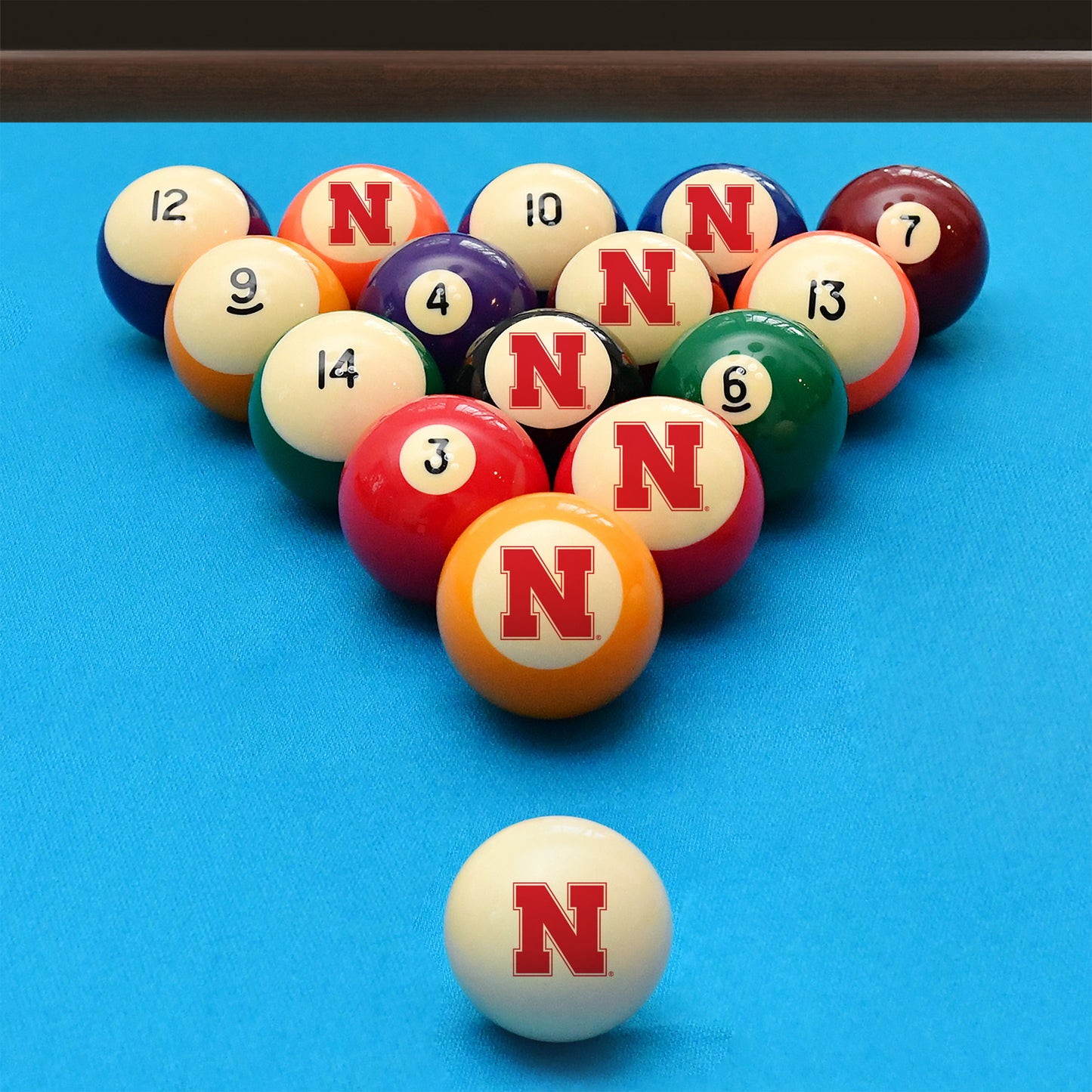 Nebraska Cornhuskers logo pool ball set