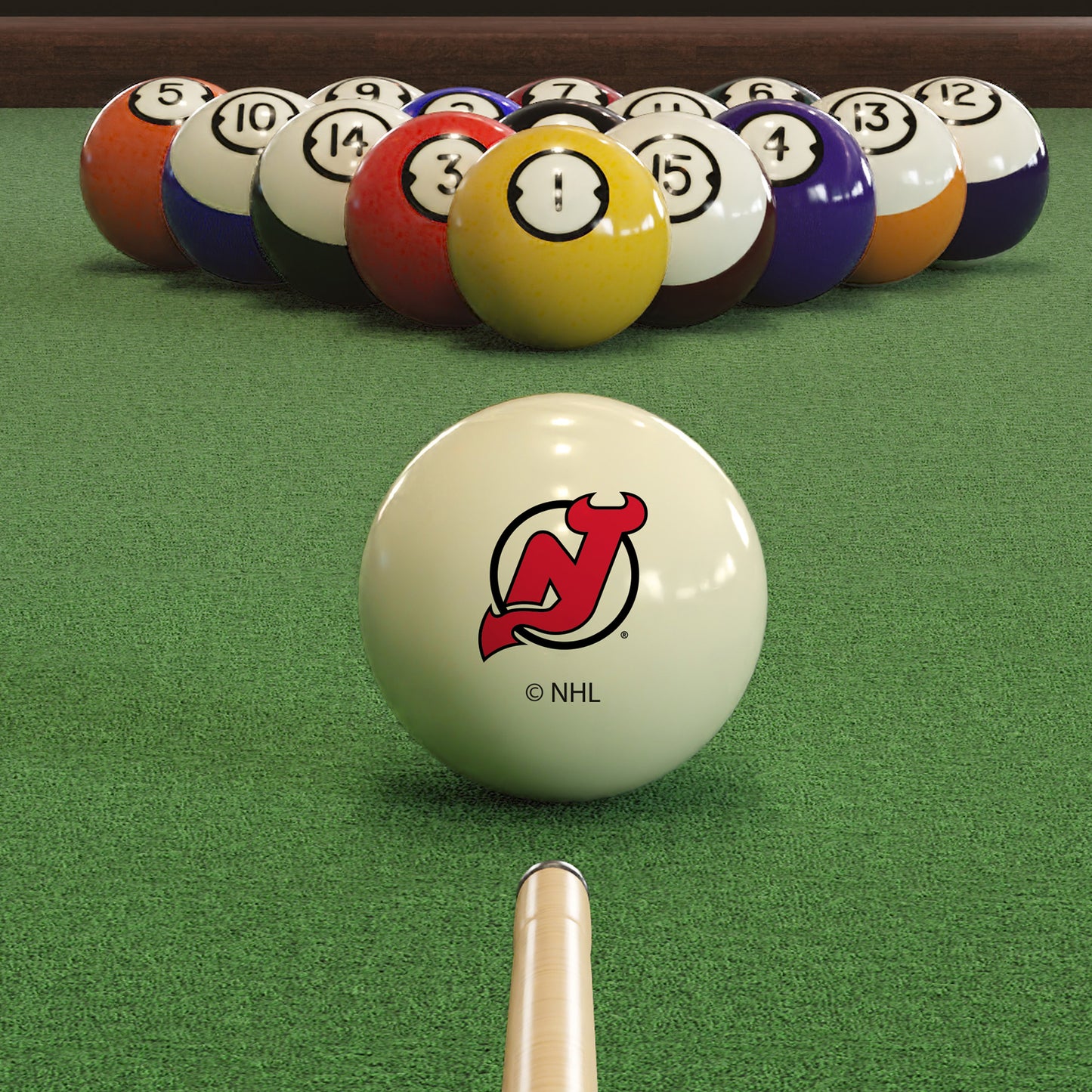 New Jersey Devils logo pool ball set